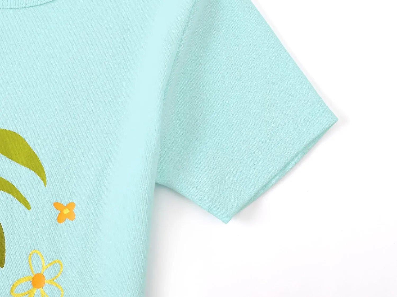 Topgal Girls Cotton Knit Pajamas Toddler Summer Top & Shorts Sung Fit Cartoon Print Sleepwear Clothes Set Size 4-14