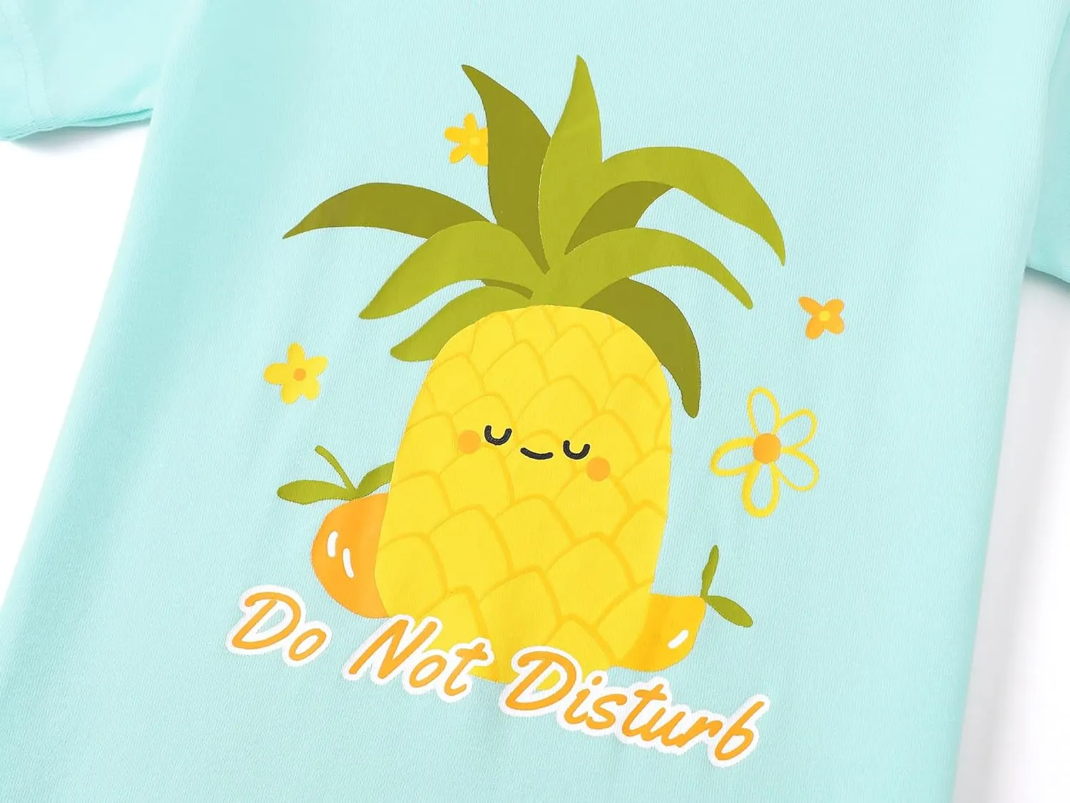 Topgal Girls Cotton Knit Pajamas Toddler Summer Top & Shorts Sung Fit Cartoon Print Sleepwear Clothes Set Size 4-14