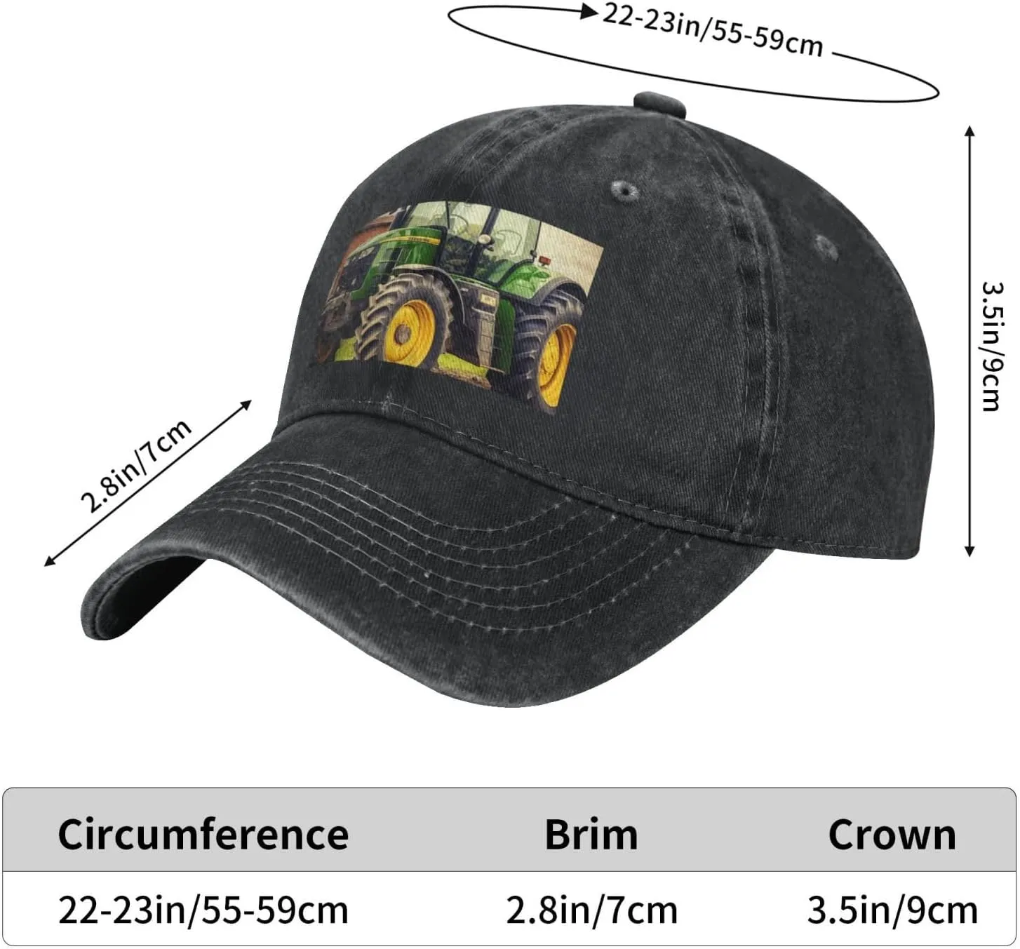 Tractor Theme Unisex Baseball Cap Breathable Cotton Trucker Hat Classic Denim Dad Hat Summer Sun Hat