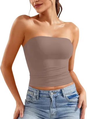 Tube Top for Women Strapless Stretch Crop Tops Going Out Party Y2K Bandeau Shirts Summer Outfits