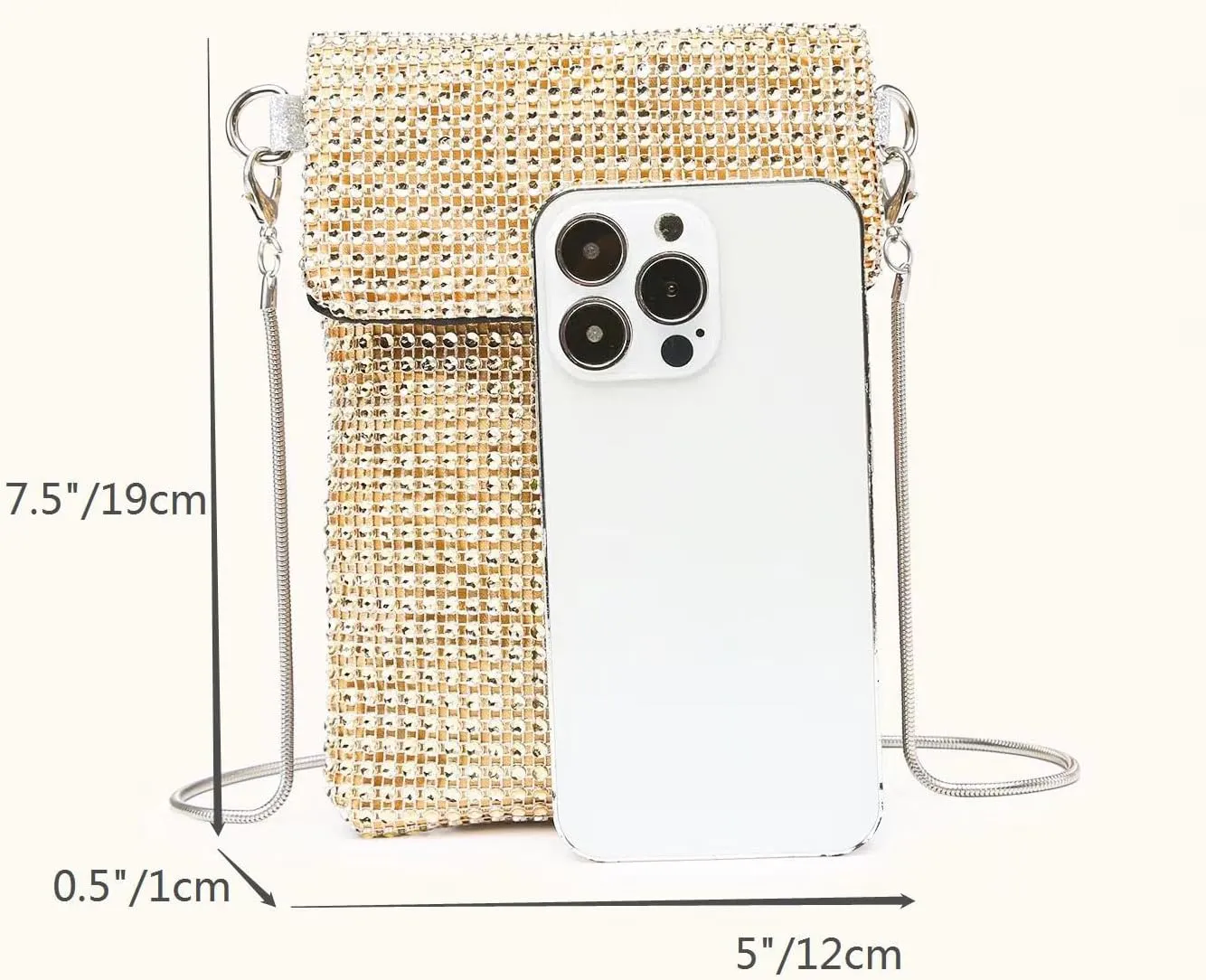 Verdusa Women's Crossbody Bag Glitter Rhinestone Evening Bag Purse Sequin Wedding Handbag