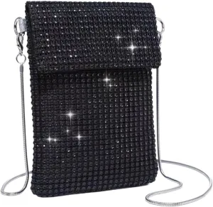 Verdusa Women's Crossbody Bag Glitter Rhinestone Evening Bag Purse Sequin Wedding Handbag