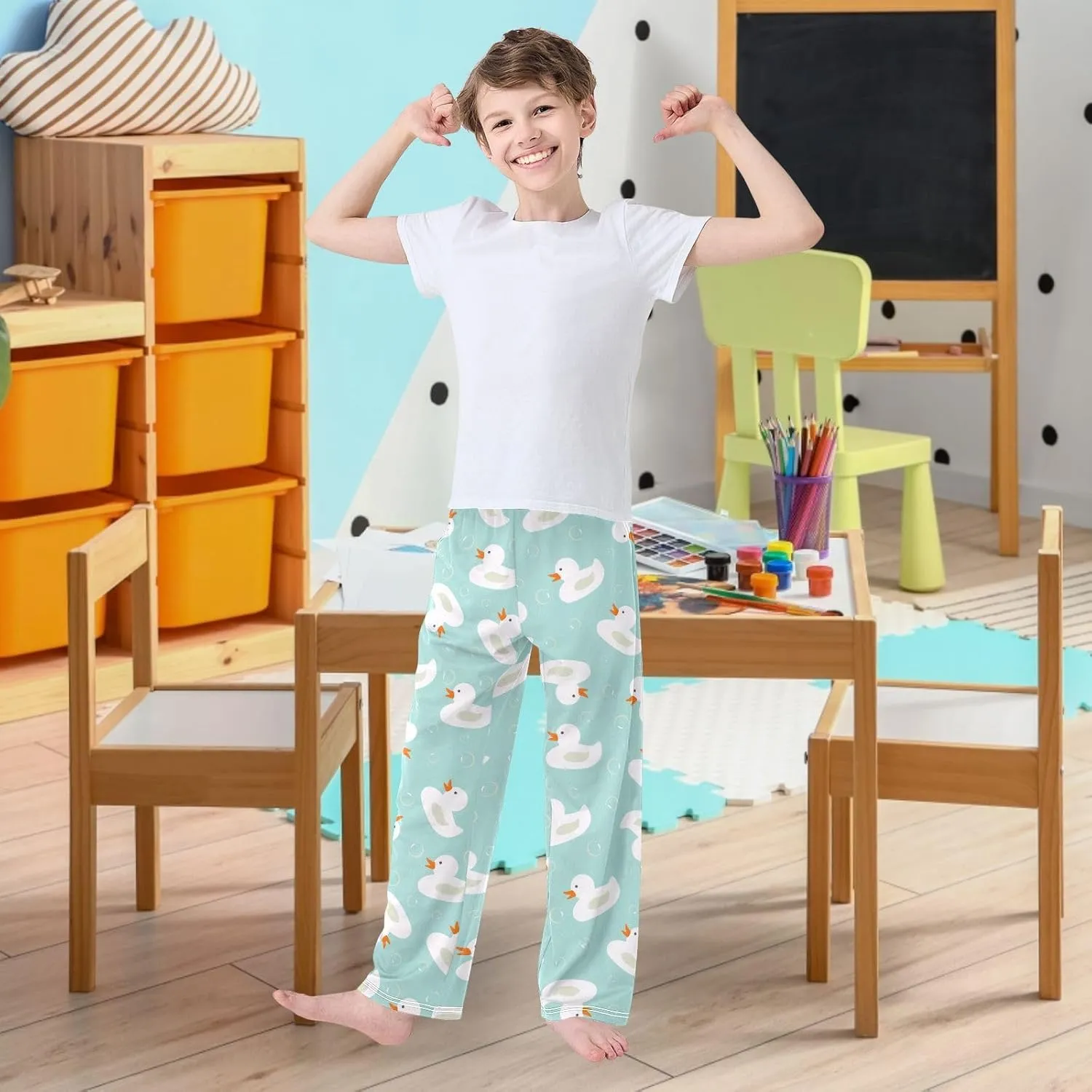 visesunny Boys' Pants Cute Animal Pattern Jogger Sweatpants Elastic Waist Long Bottoms Trousers with Two Pockets S-XL