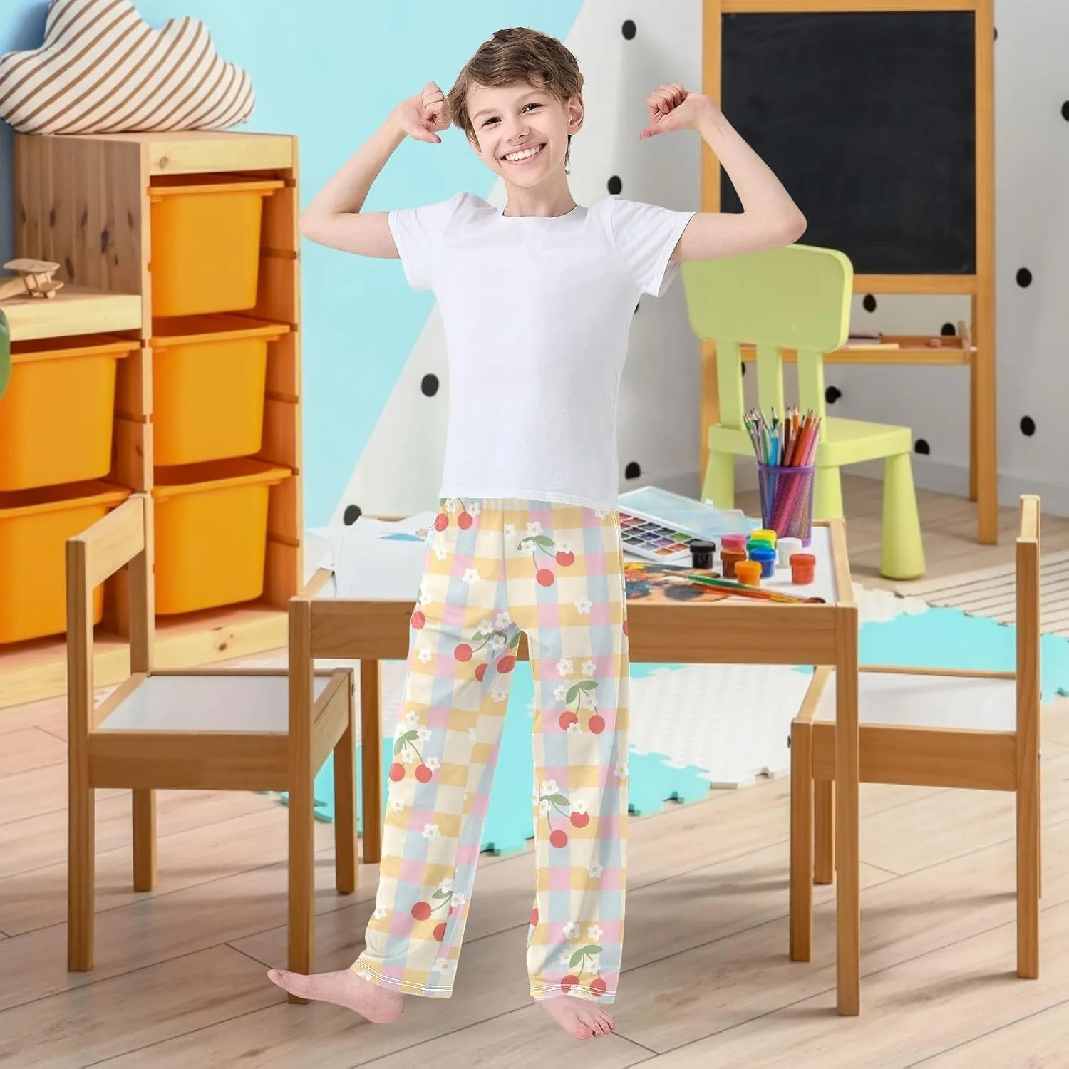 visesunny Boys' Pants Cute Animal Pattern Jogger Sweatpants Elastic Waist Long Bottoms Trousers with Two Pockets S-XL