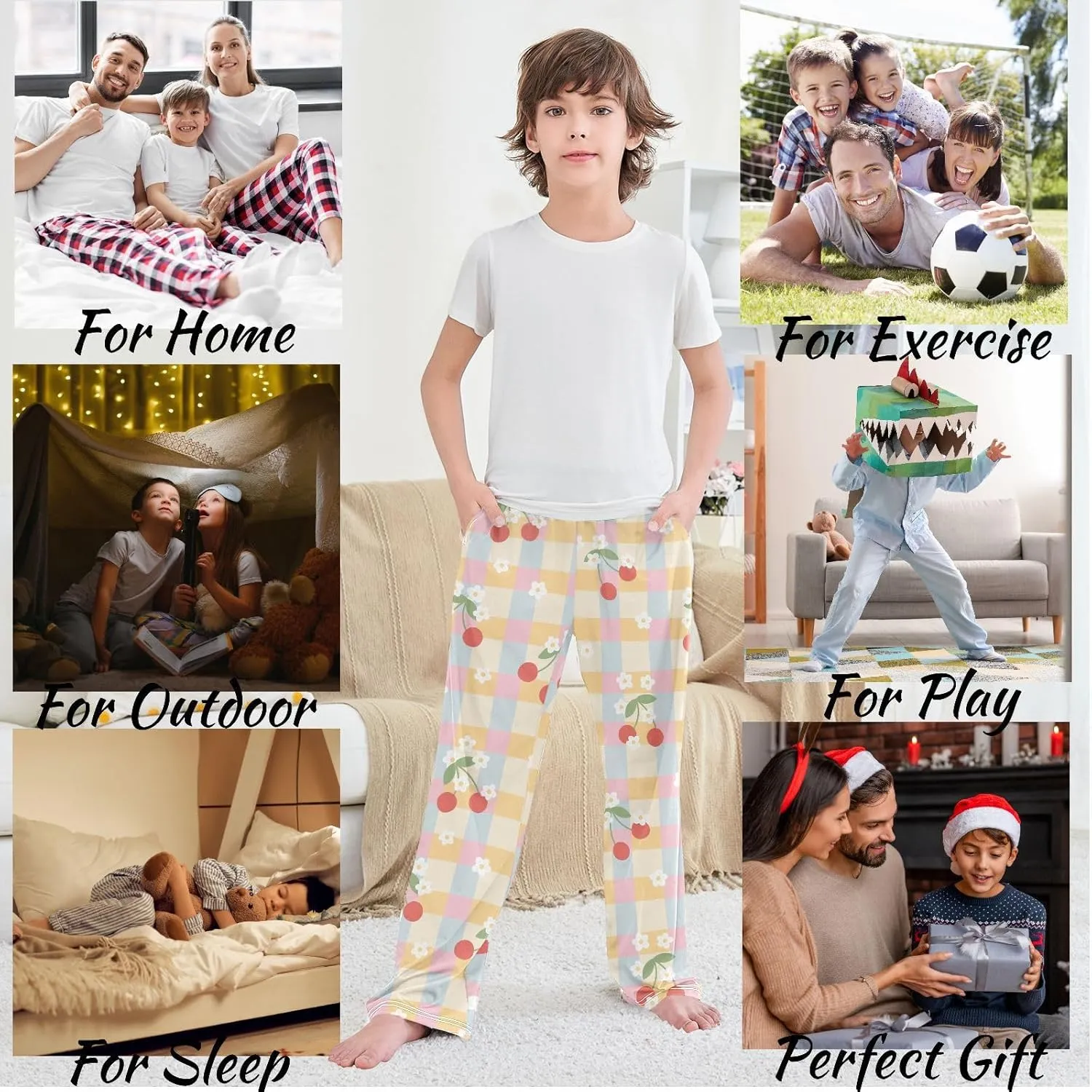 visesunny Boys' Pants Cute Animal Pattern Jogger Sweatpants Elastic Waist Long Bottoms Trousers with Two Pockets S-XL