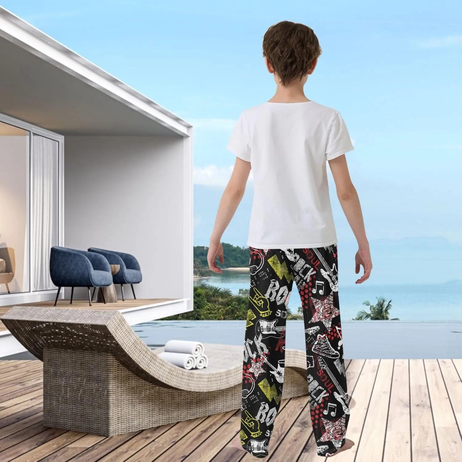 visesunny Boys' Pants Cute Pattern Print Jogger Pants Elastic Waist Long Bottoms Trousers with Two Pockets Size S-XL