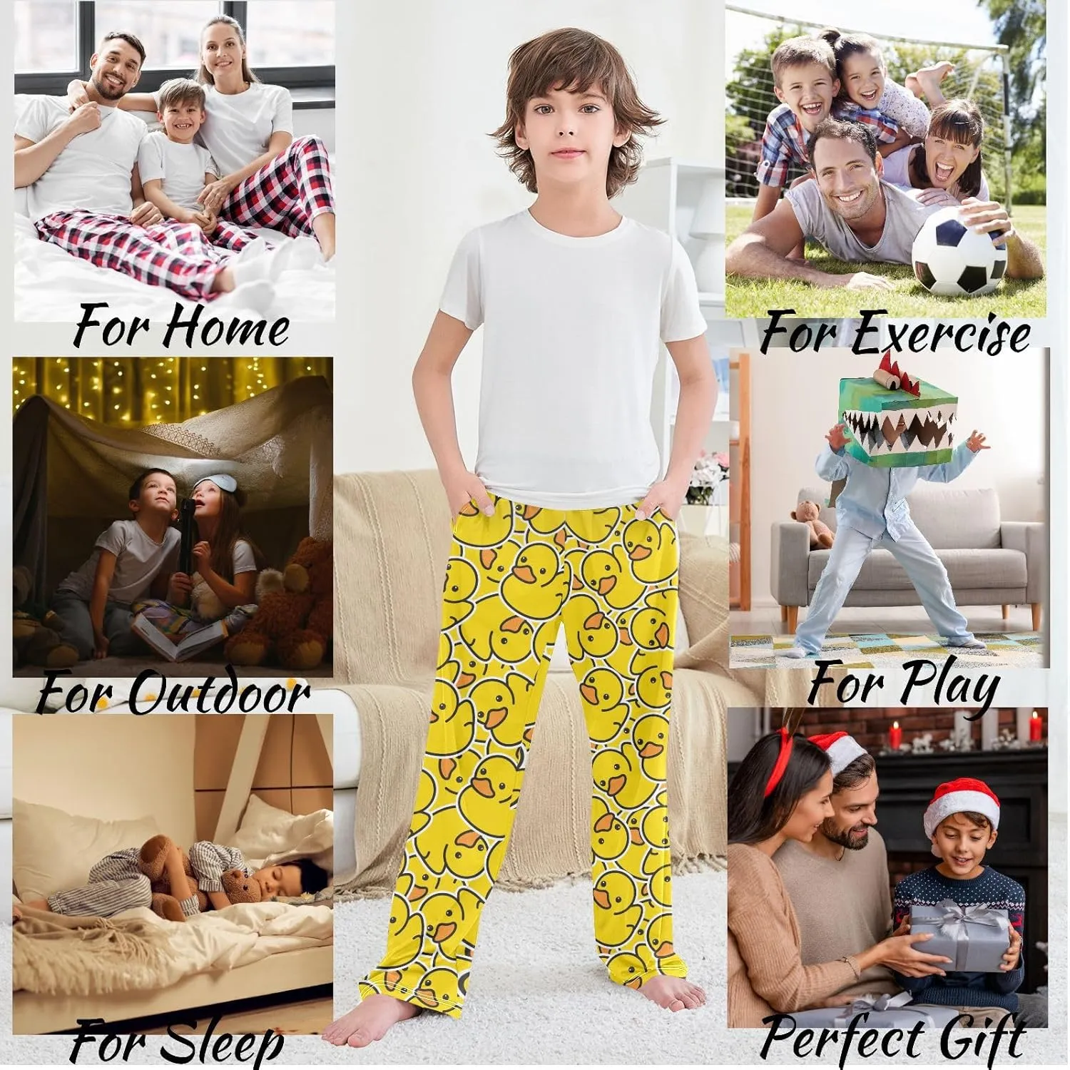 visesunny Boys' Pants Funny Pattern Jogger Pants Elastic Waist Long Bottoms Trousers Loungewear with Two Pockets S-XL