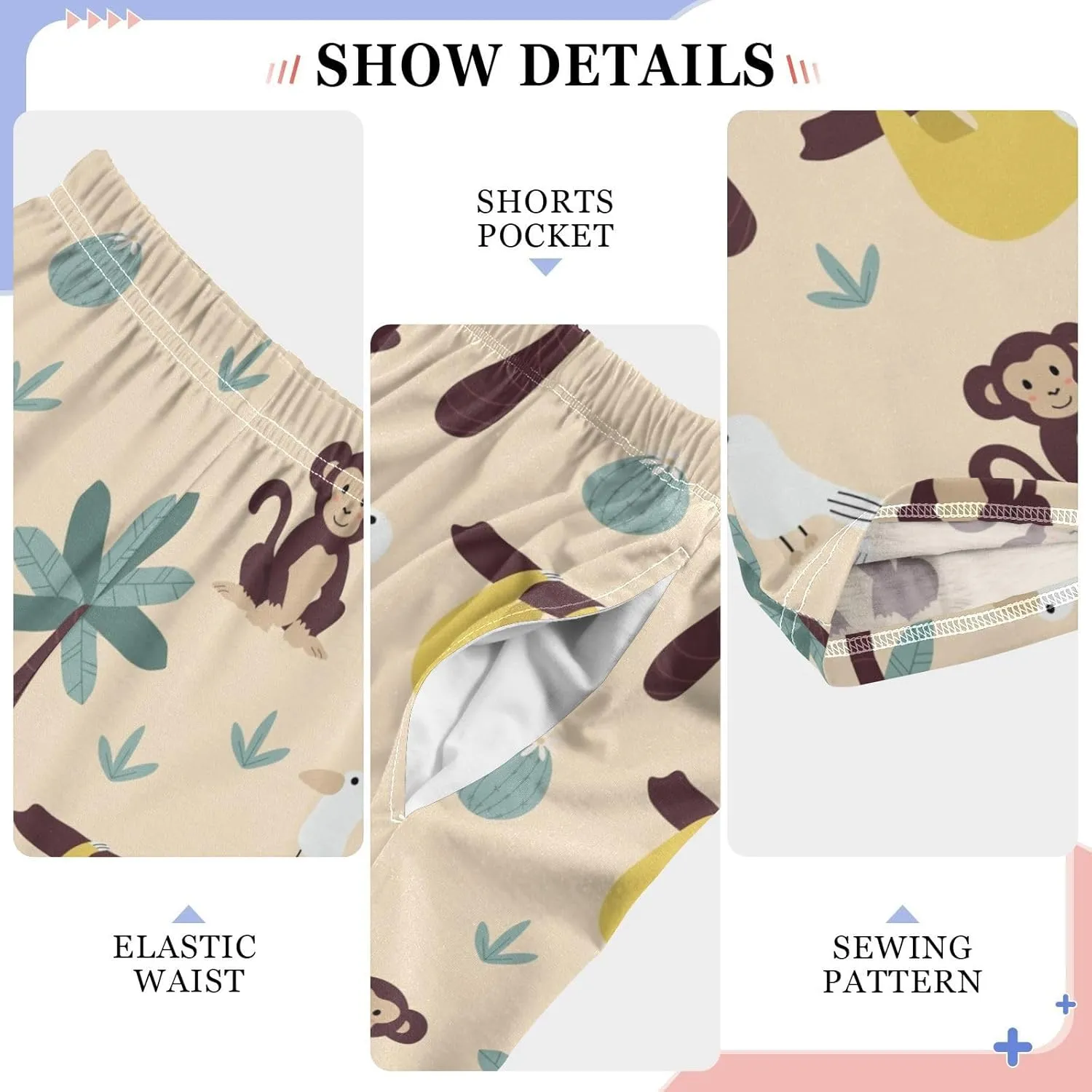 visesunny Boys' Pants Loose Lounge Jogger Pants Elastic Waist Pattern Long Bottoms Trousers with Tow Pockets Size S-XL
