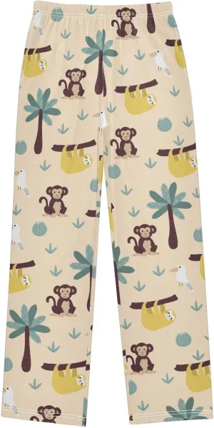 visesunny Boys' Pants Loose Lounge Jogger Pants Elastic Waist Pattern Long Bottoms Trousers with Tow Pockets Size S-XL