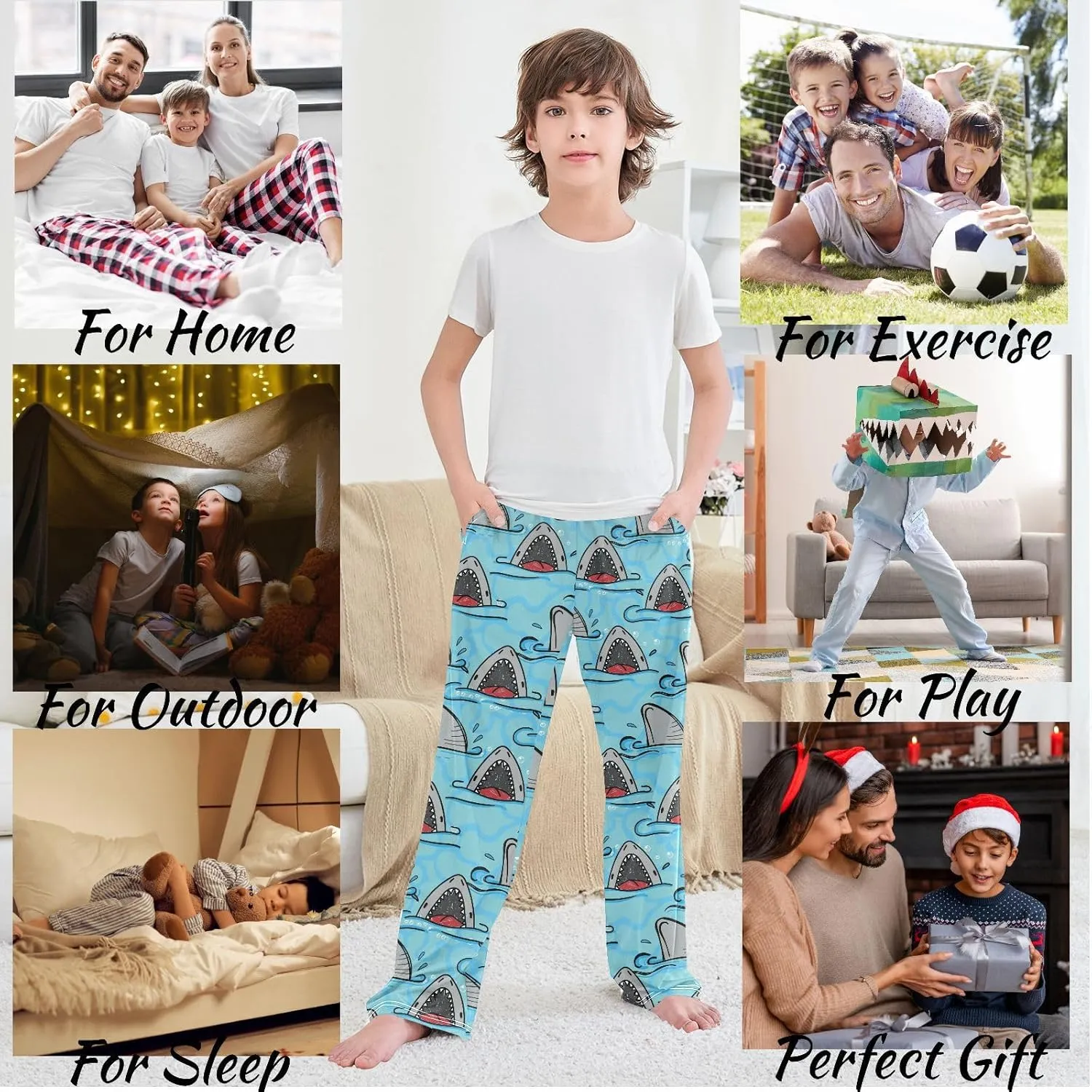 visesunny Joggers Pants for Boys Sweatpants Elastic Waist Animal Printed Long Bottoms Athletic Trousers with Pocket Size S-XL