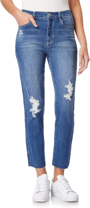 WallFlower Women's Mom Curvy Ankle Denim High-Rise Insta Stretch Juniors Jeans