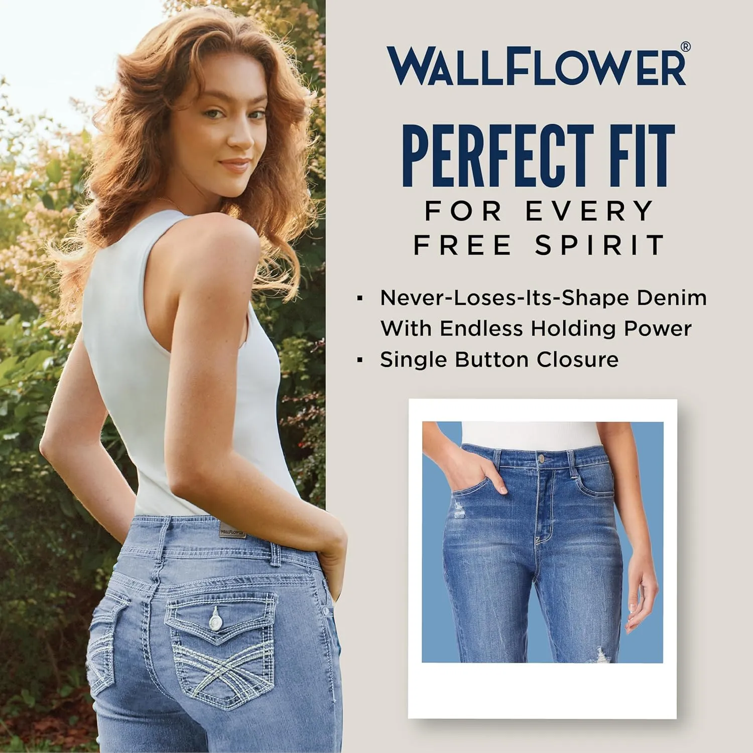 WallFlower Women's Mom Curvy Ankle Denim High-Rise Insta Stretch Juniors Jeans