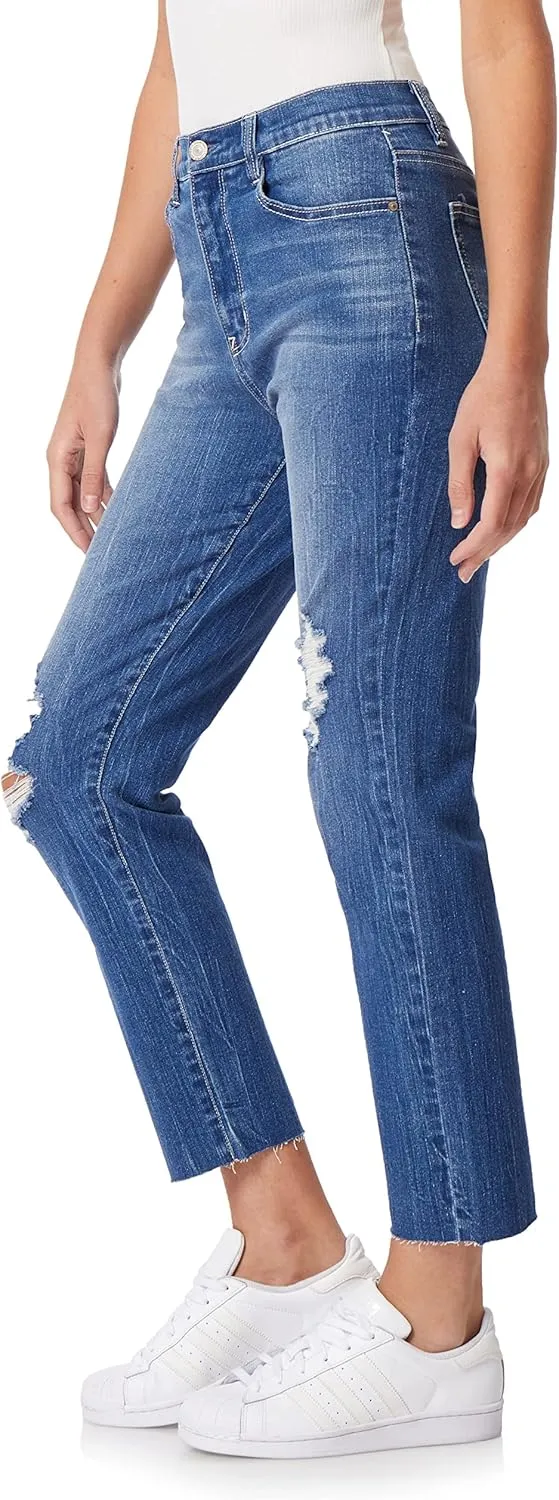 WallFlower Women's Mom Curvy Ankle Denim High-Rise Insta Stretch Juniors Jeans