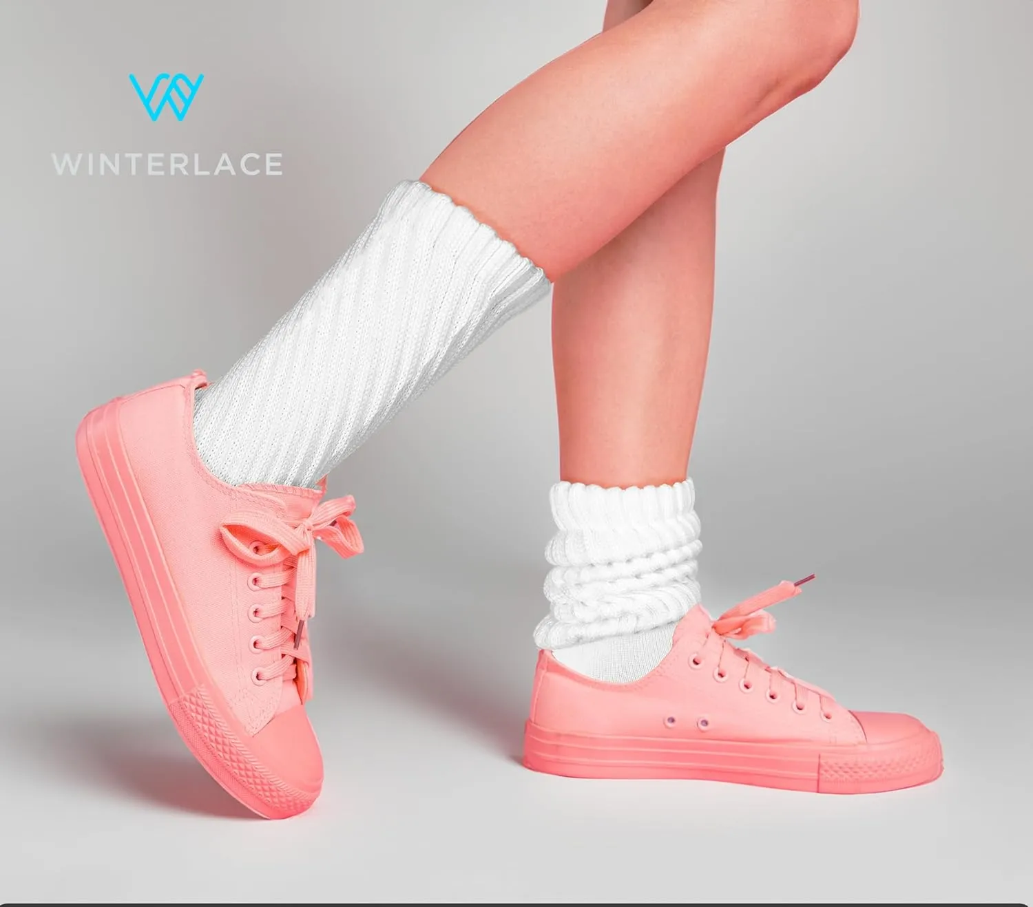 Winterlace 90% Cotton Crew Slouch Socks 2-Pairs Scrunchy Ribbed Soft Retro Womens Boot Calf Sock