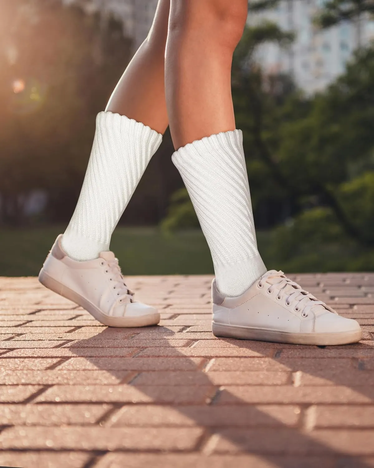 Winterlace 90% Cotton Crew Slouch Socks 2-Pairs Scrunchy Ribbed Soft Retro Womens Boot Calf Sock