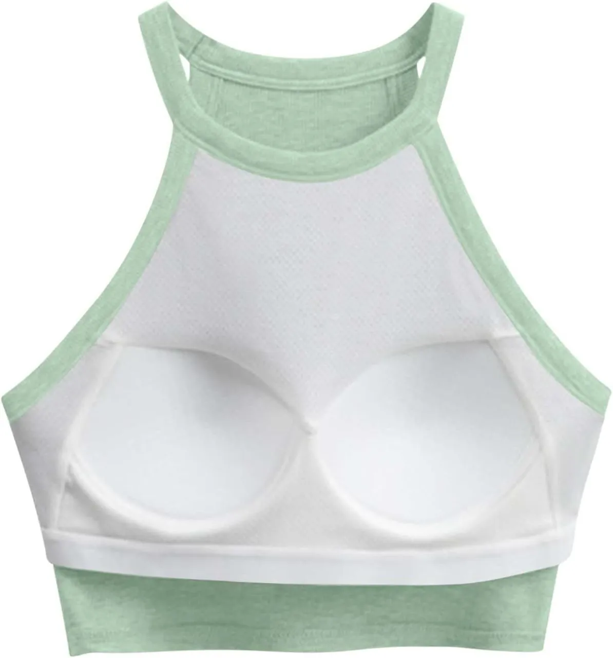 Wmens Crop Tank Tops with Built in Bra Halter High Neck Padded Yoga Shirts Sleeveless Basic Shelf Bras Camisoles Tees