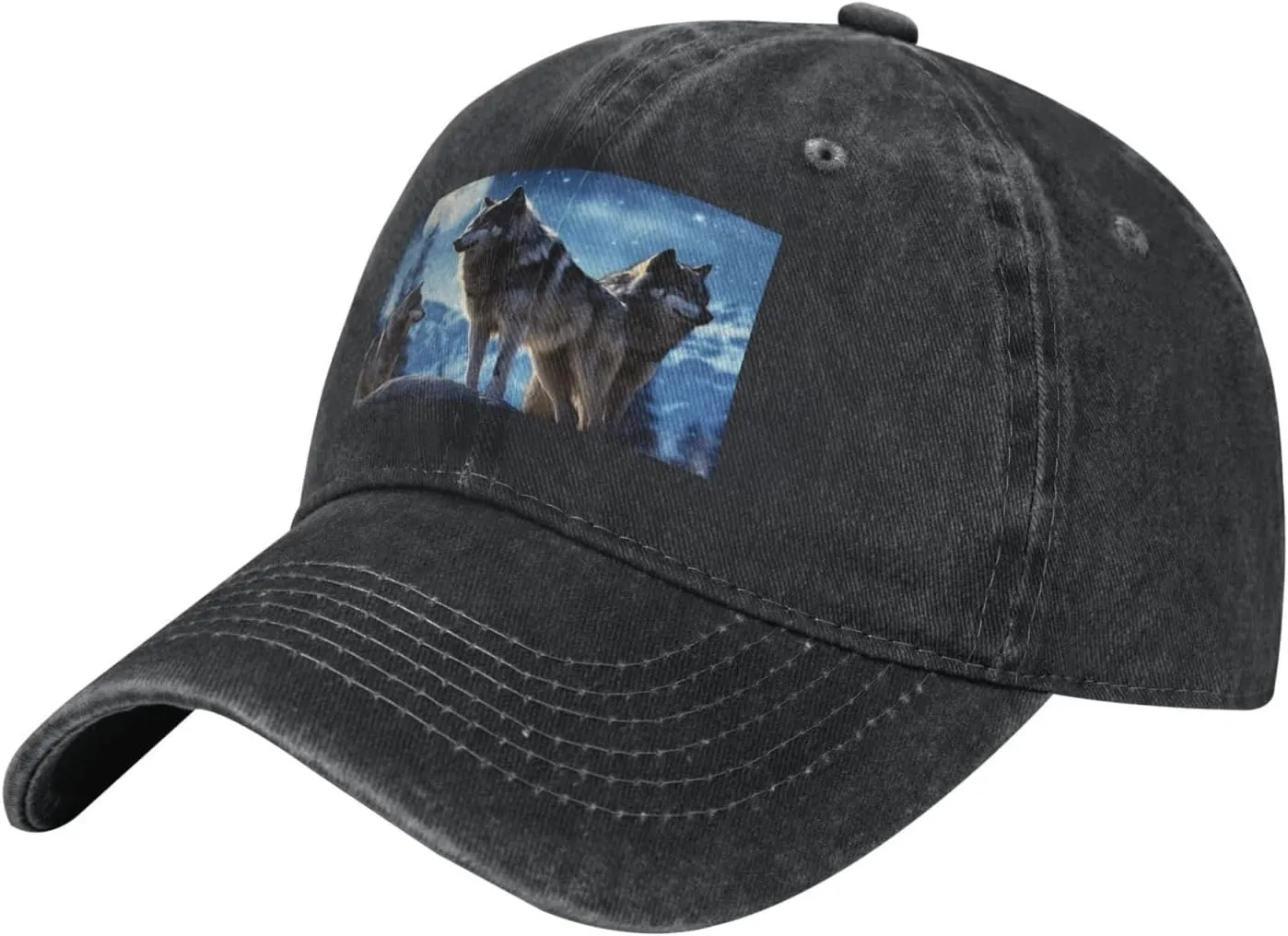 Wolfs Unisex Baseball Cap Breathable Cotton Trucker Hat Classic Denim Dad Hat Summer Sun Hat