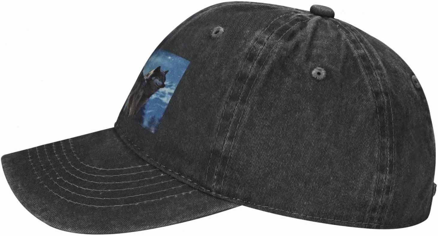 Wolfs Unisex Baseball Cap Breathable Cotton Trucker Hat Classic Denim Dad Hat Summer Sun Hat