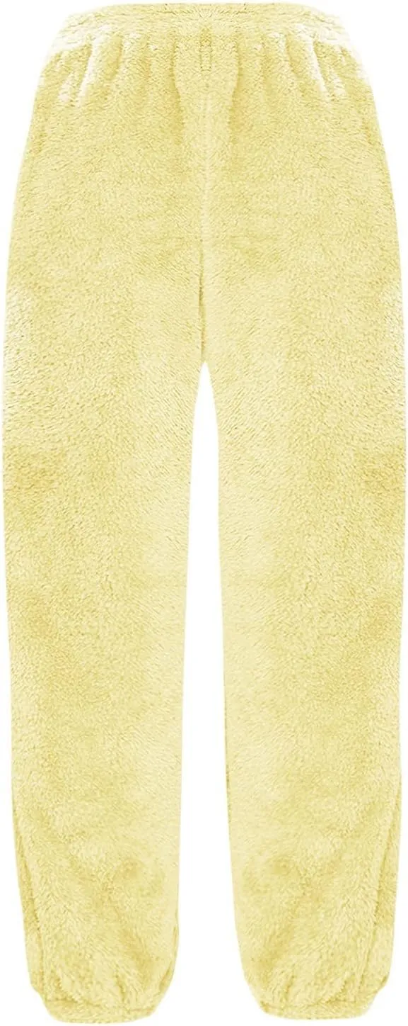 Women Comfy Casual Pajama Bottoms Warm Fluffy Fuzzy Fleece Plush Winter Pants Cozy Lounge Sherpa Pajamas Sleepwear