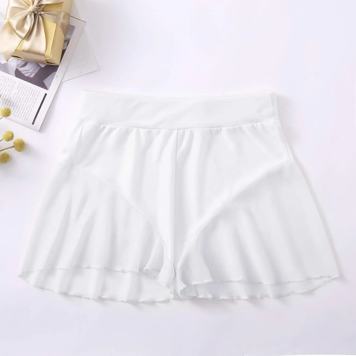 Women Pleated Mini Skirt Sexy Lace Ruffle Solid See Through Sheer Micro Mini Skirt Lingerie Short Skirts
