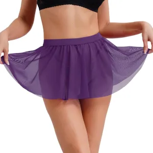 Women Sexy Pleated Mini Skirt Solid Ruffle Lingerie Skirts Mesh See Through Beach Cover-ups