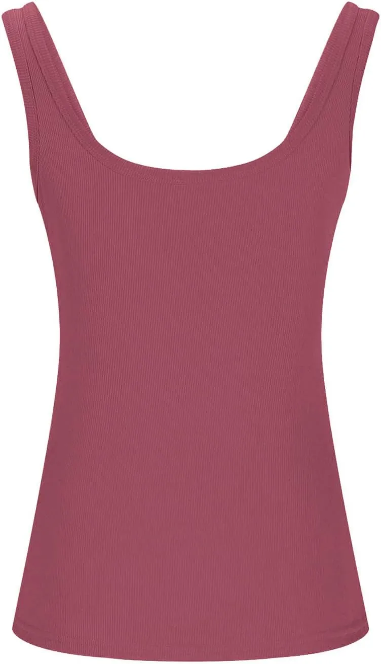 Women Sexy Square Neck Tank Tops Basic Ribbed Knit Sleeveless Shirts Summer Casual Slim Fit Yoga Workout Cami Tees