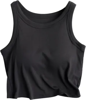 Women Tank Tops Shelf Bra Summer Cotton Basic Padded Yoga Rib Camisoles for Casual Workout Outfits Undershirts Cami
