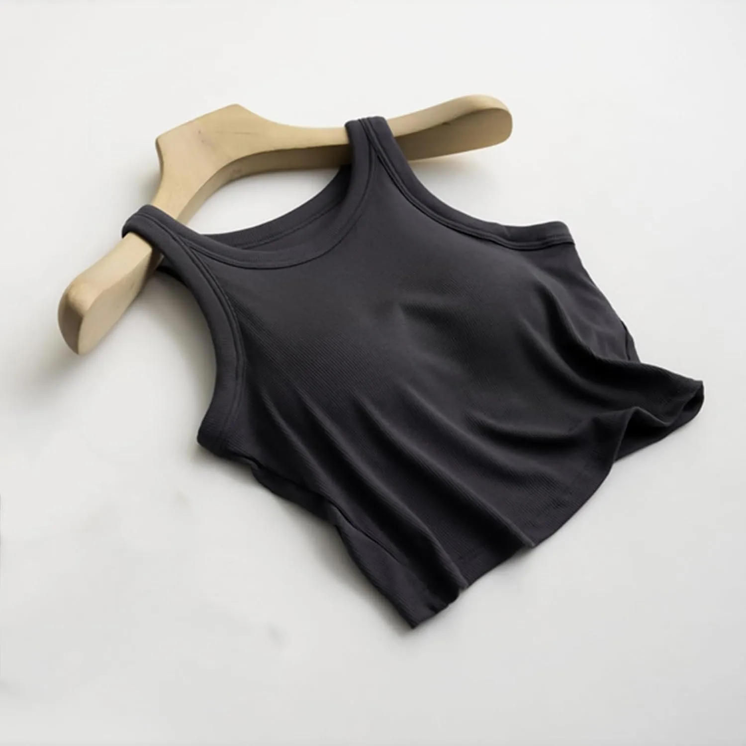 Women Tank Tops Shelf Bra Summer Cotton Basic Padded Yoga Rib Camisoles for Casual Workout Outfits Undershirts Cami