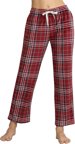 Women Ultra Soft Fleece Pajama Pants Plaid Pj Bottoms with Pockets Warm Sleepwear Lounge Cozy