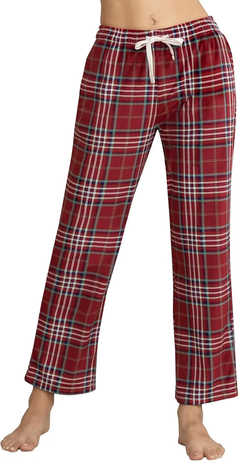 Women Ultra Soft Fleece Pajama Pants Plaid Pj Bottoms with Pockets Warm Sleepwear Lounge Cozy