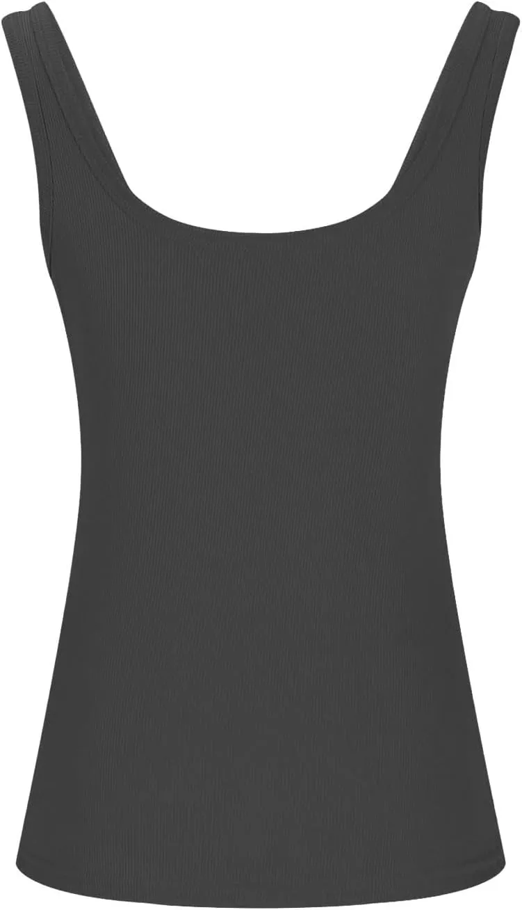 Women Yoga Ribbed Tank Tops Summer Sexy Square Neck Sleeveless Shirts Basic Knit Casual Slim Cami Tees for Going Out