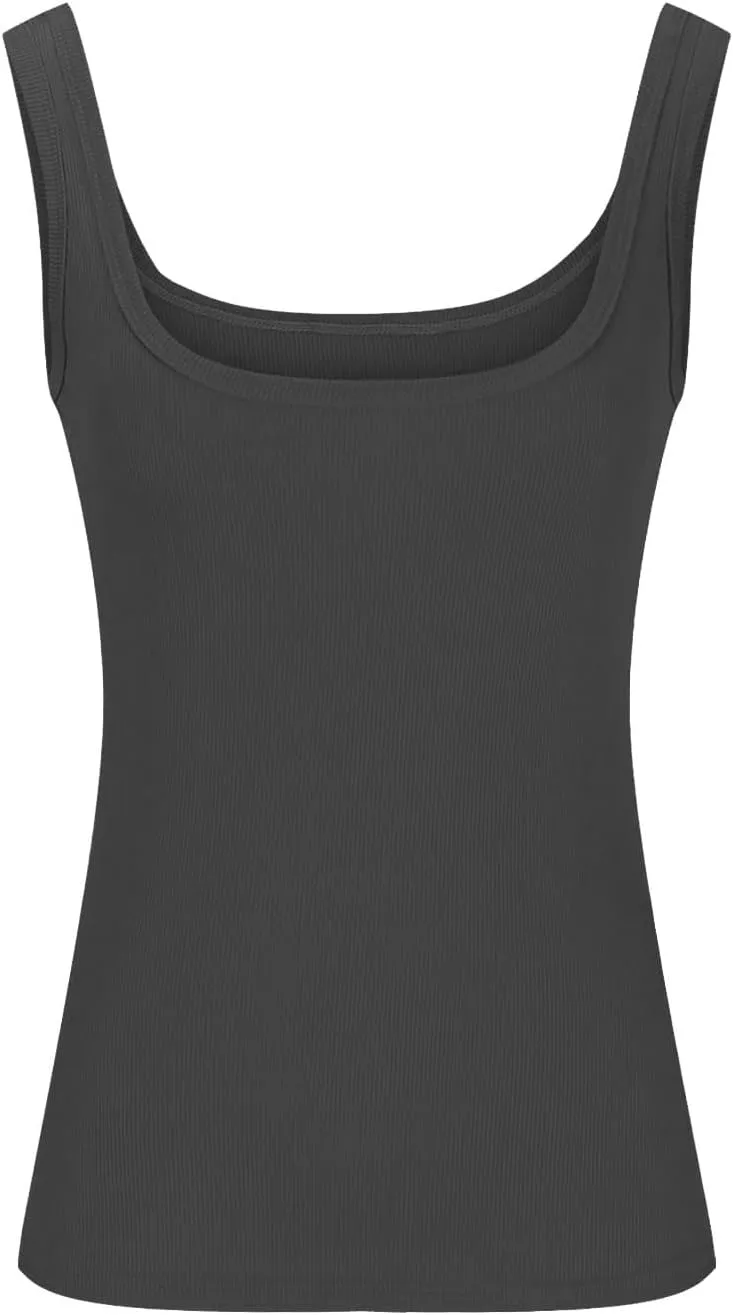 Women Yoga Ribbed Tank Tops Summer Sexy Square Neck Sleeveless Shirts Basic Knit Casual Slim Cami Tees for Going Out