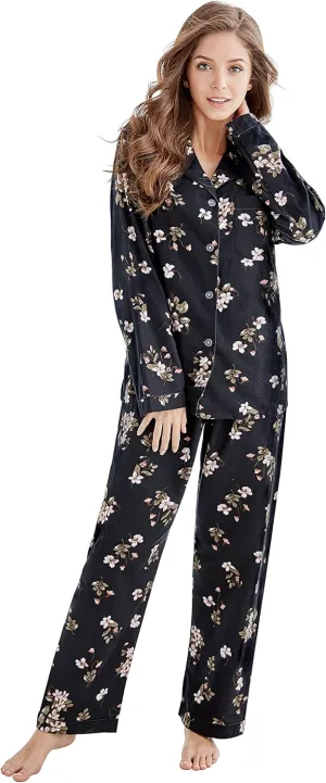 Women's 100% Cotton Long Sleeve Flannel Pajama Set Sleepwear