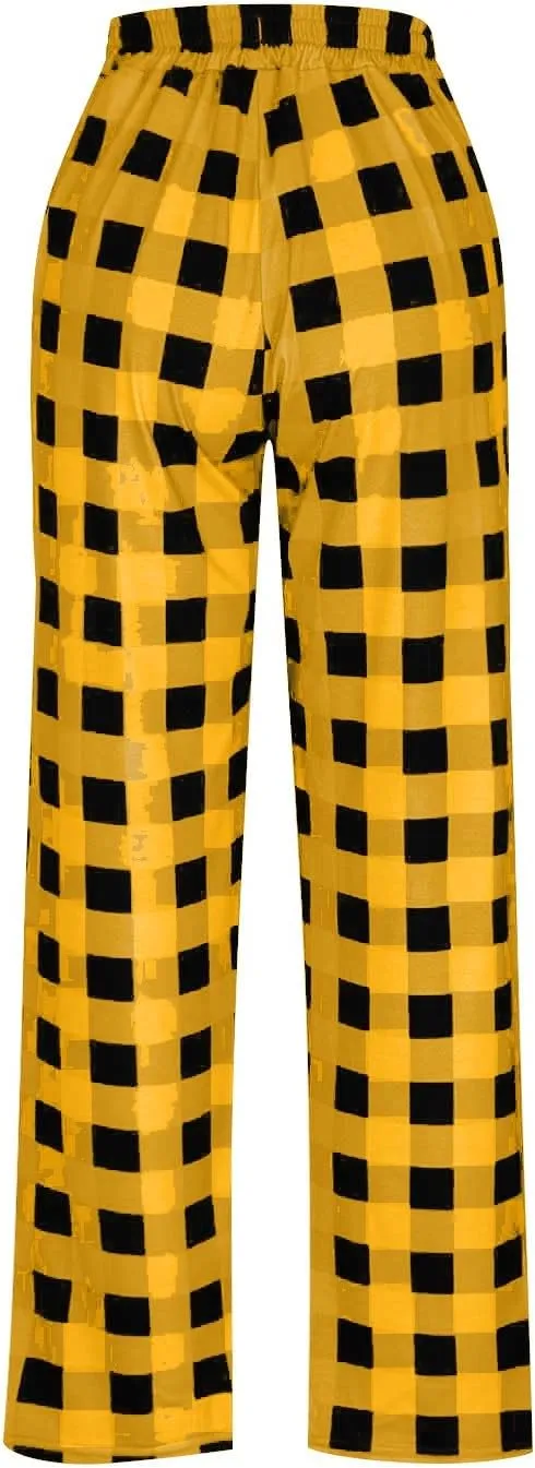 Women's Buffalo Plaid Pajama Pants Elastic Waistband Pajamas Pants Comfy Plus Size Fleece Lined Leggings Women 2024