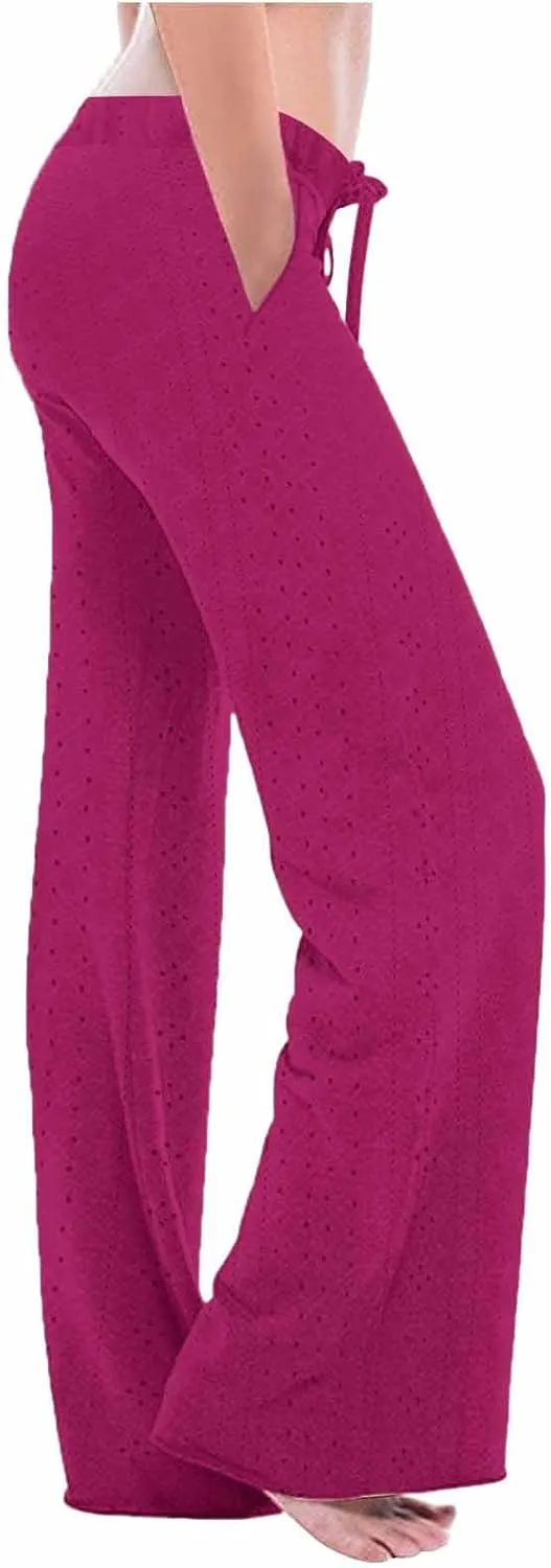 Women's Casual Pants Trendy Solid Color Straight Wide Leg Bootcut Palazzo Pants Relaxed Fit Yoga Trousers Loungewear