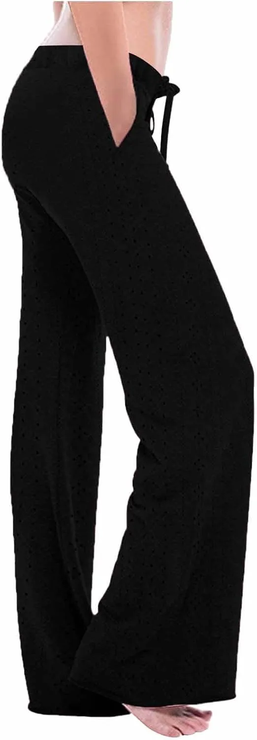 Women's Casual Pants Trendy Solid Color Straight Wide Leg Bootcut Palazzo Pants Relaxed Fit Yoga Trousers Loungewear