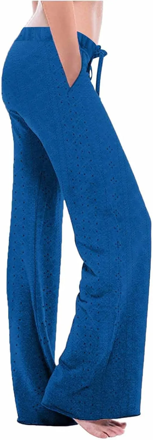Women's Casual Pants Trendy Solid Color Straight Wide Leg Bootcut Palazzo Pants Relaxed Fit Yoga Trousers Loungewear
