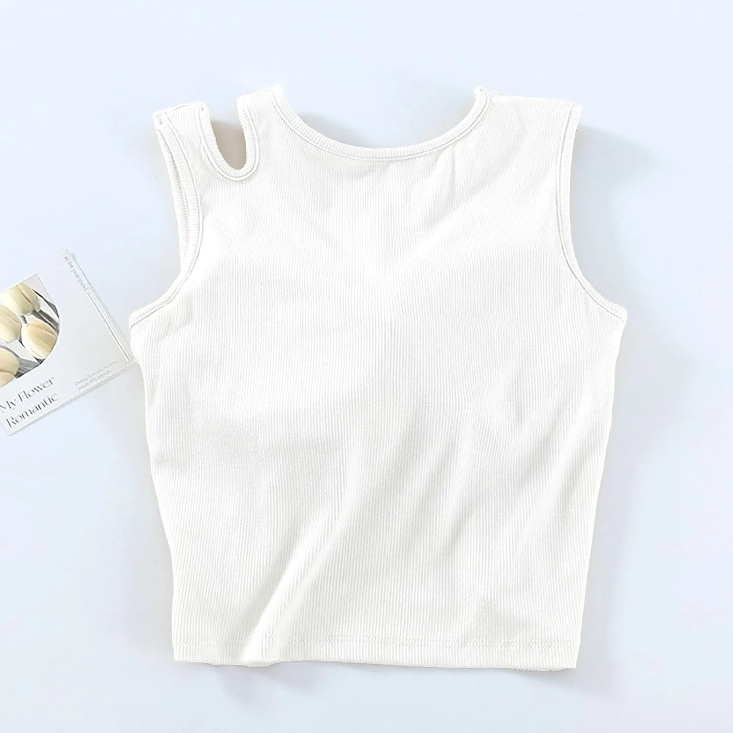 Womens Crop Tank Tops with Built in Bra Sexy Cutout Strap Padded Yoga Shirts Slim Fit Basic Sleeveless Workout Tees