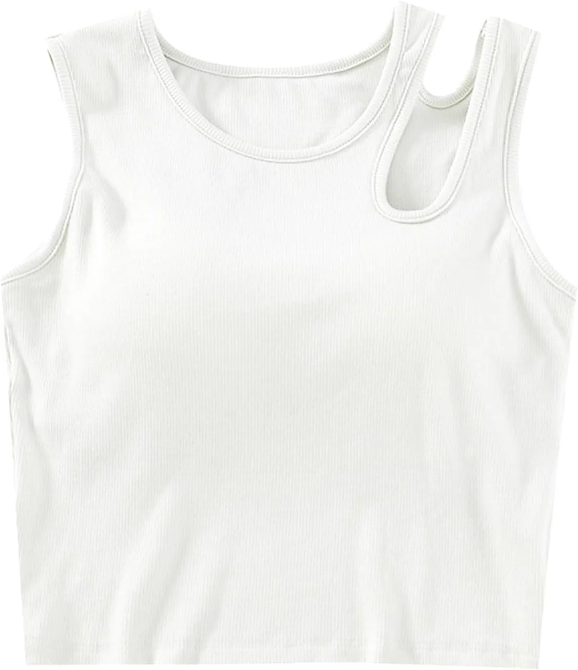 Womens Crop Tank Tops with Built in Bra Sexy Cutout Strap Padded Yoga Shirts Slim Fit Basic Sleeveless Workout Tees