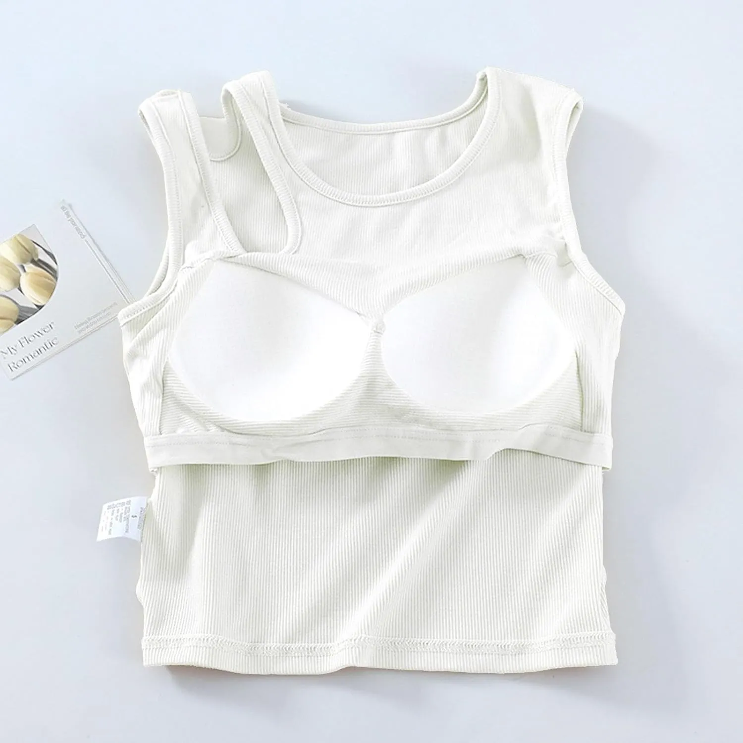 Womens Crop Tank Tops with Built in Bra Sexy Cutout Strap Padded Yoga Shirts Slim Fit Basic Sleeveless Workout Tees