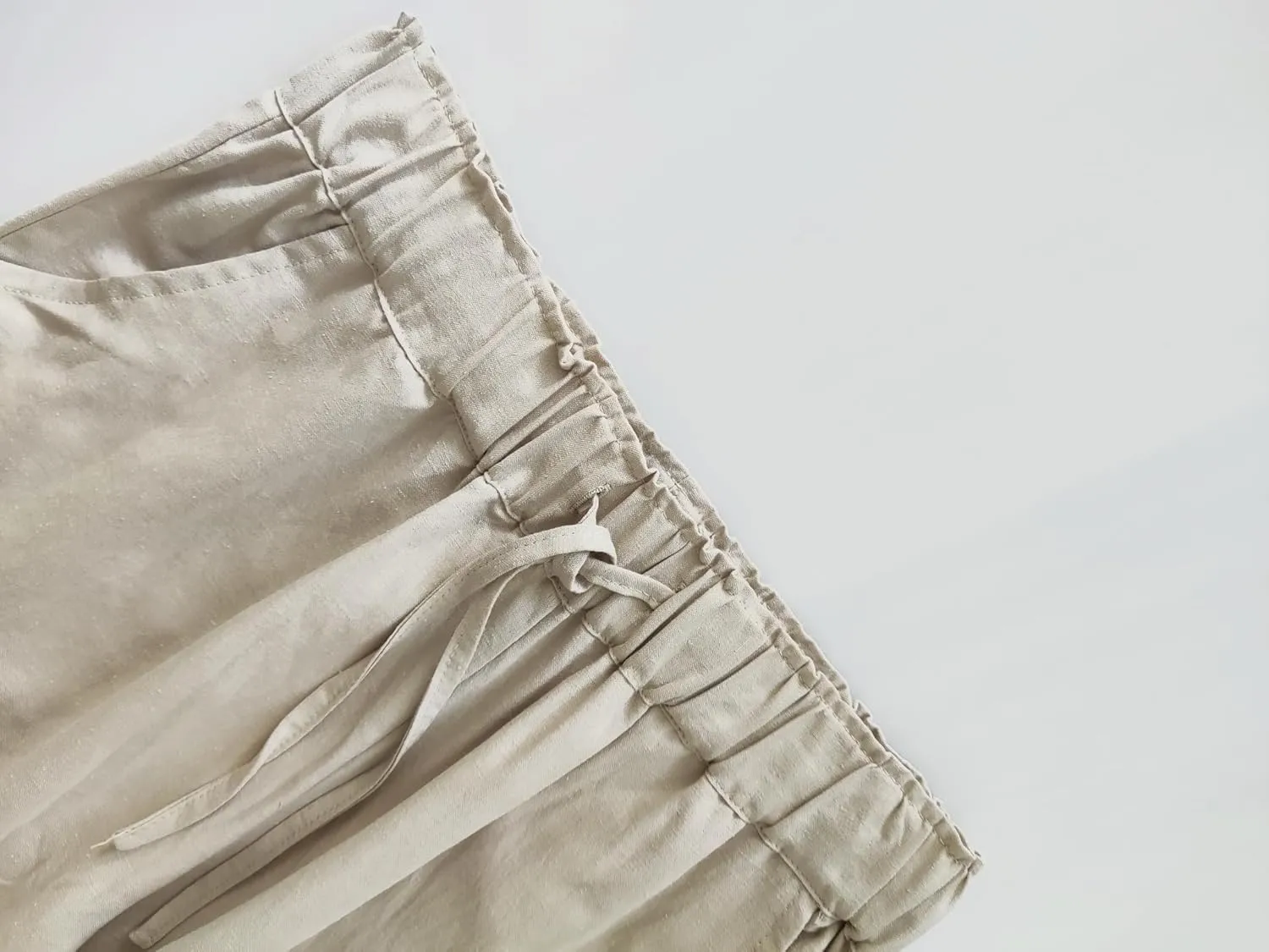 Women's Drawstring Elastic Waist Wide Leg Cotton Linen Yoga Long Pants
