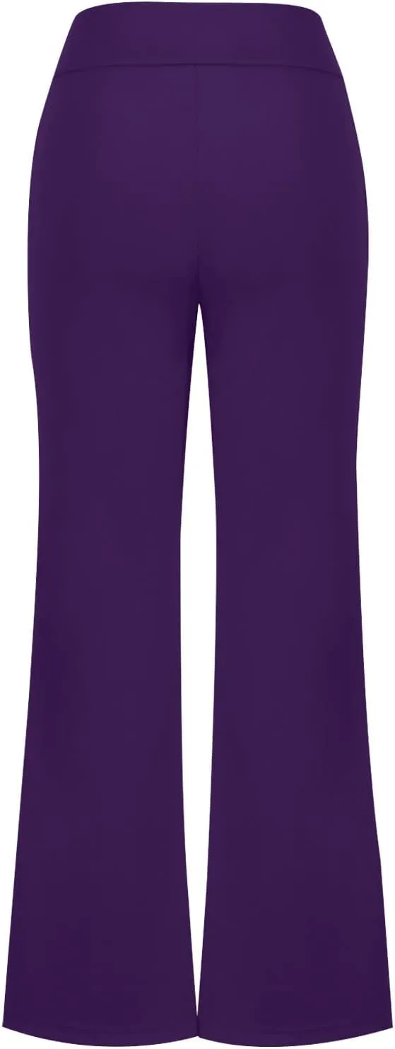 Women's Dress Pants with Pockets Stretchy Straight Leg Flare Pants Business Casual Slacks Trousers with Pockets