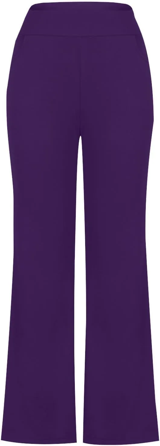Women's Dress Pants with Pockets Stretchy Straight Leg Flare Pants Business Casual Slacks Trousers with Pockets
