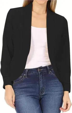 Womens Fall Casual Blazers 2024 Three Quarter Sleeve Sleeve Cardigan Short Small Coat Womens Casual Blazers 2024