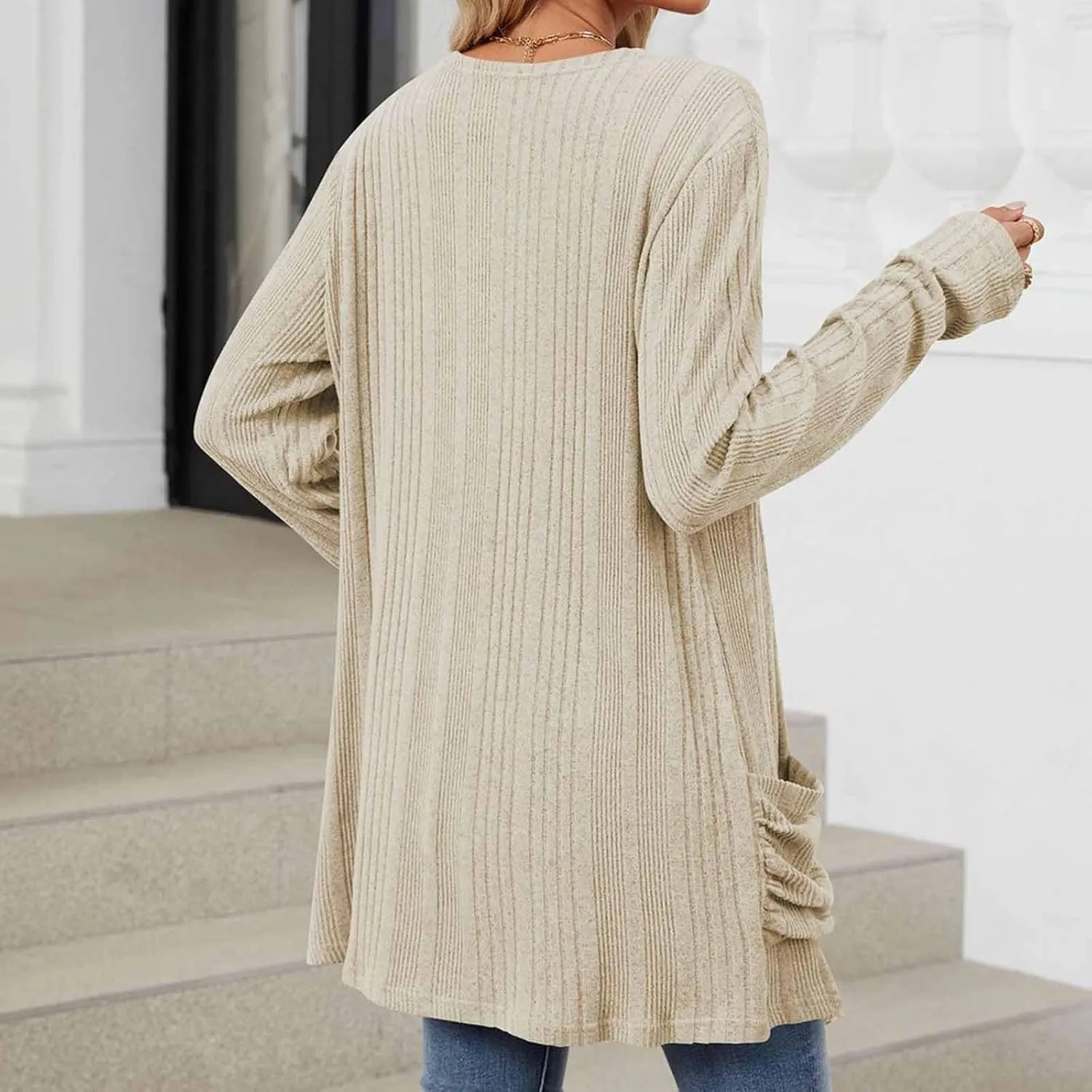 Womens Fall Fashion 2024 Cardigan Sweaters Open Front Casual Soft Knit Cardigans Long Sleeve Outerwear with Pockets