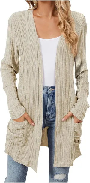 Womens Fall Fashion 2024 Cardigan Sweaters Open Front Casual Soft Knit Cardigans Long Sleeve Outerwear with Pockets