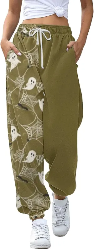 Womens Halloween Elastic Waist Pants Workout High Waisted Yoga Pants with Pockets Casual Pant with Pockets Halloween