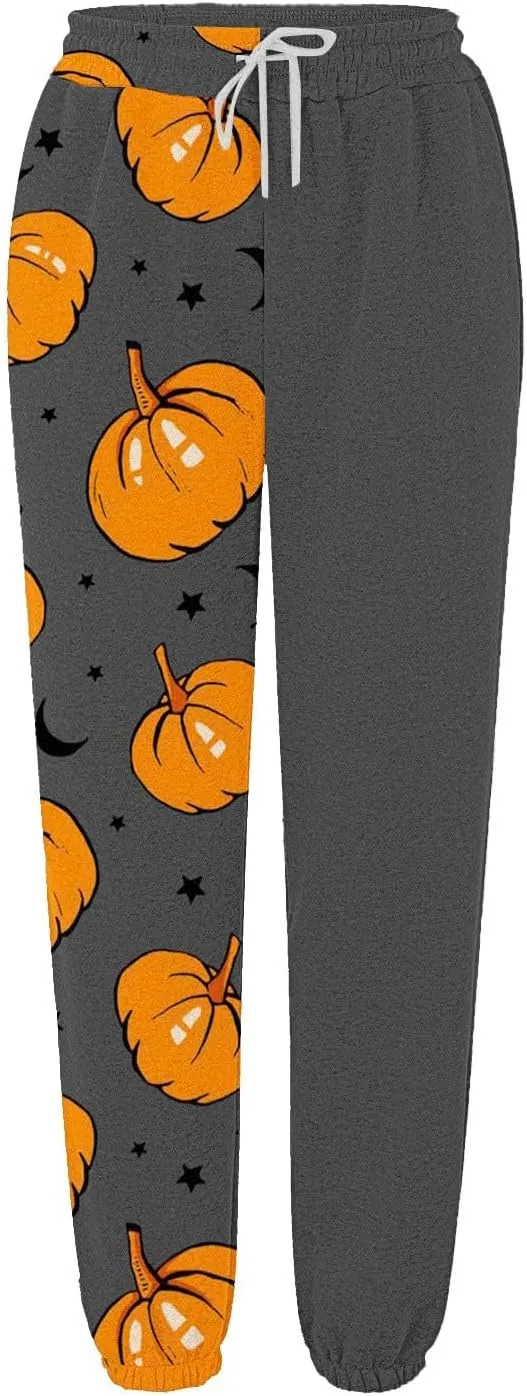 Womens Halloween Elastic Waist Pants Workout High Waisted Yoga Pants with Pockets Casual Pant with Pockets Halloween