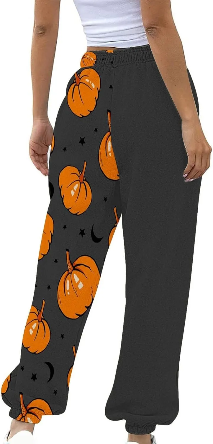 Womens Halloween Elastic Waist Pants Workout High Waisted Yoga Pants with Pockets Casual Pant with Pockets Halloween