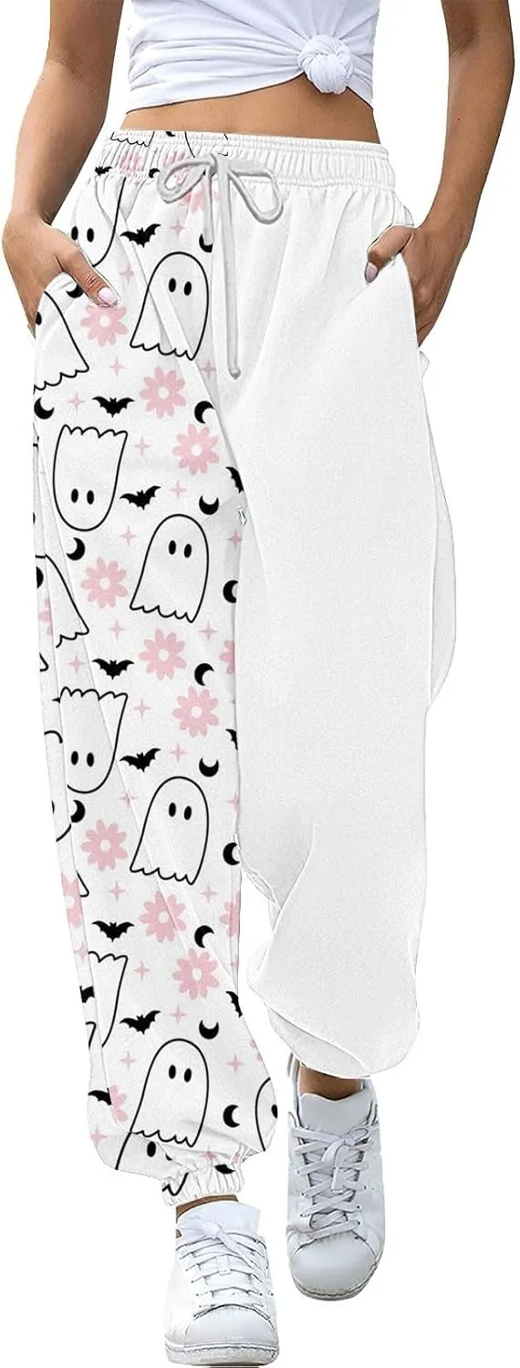 Womens Halloween Elastic Waist Pants Workout High Waisted Yoga Pants with Pockets Casual Pant with Pockets Halloween